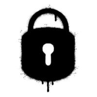 Spray Painted Graffiti padlock icon Sprayed isolated with a white background. graffiti padlock with over spray in black over white. vector