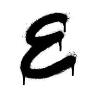 Spray Painted Graffiti font E Sprayed isolated with a white background. graffiti font E with over spray in black over white. Vector illustration.