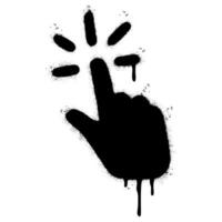 Spray Painted Graffiti Clicking finger icon Sprayed isolated with a white background. graffiti hand pointer with over spray in black over white. vector