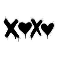 Spray Painted Graffiti xoxo Word Sprayed isolated with a white background. graffiti font xoxo with over spray in black over white. vector