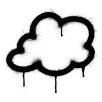 rociar pintado pintada nube icono rociado aislado con un blanco antecedentes. pintada nube icono con terminado rociar en negro terminado blanco. vector