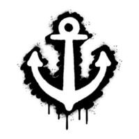 Spray Painted Graffiti anchor icon Sprayed isolated with a white background. graffiti anchor with over spray in black over white. vector