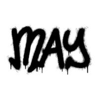 Spray Painted Graffiti May Word Sprayed isolated with a white background. graffiti font May with over spray in black over white. vector