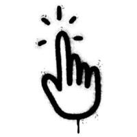 Spray Painted Graffiti Clicking finger icon Sprayed isolated with a white background. graffiti hand pointer with over spray in black over white. vector