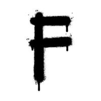 Spray Painted Graffiti font F Sprayed isolated with a white background. graffiti font F with over spray in black over white. Vector illustration.