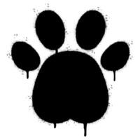 Spray Painted Graffiti Paw Print icon Sprayed isolated with a white background. graffiti paw icon with over spray in black over white. Vector illustration.