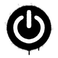 Spray Painted Graffiti shut down icon Sprayed isolated with a white background. graffiti Icon button on-off with over spray in black over white. vector