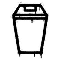 Spray Painted Graffiti trash can icon Sprayed isolated with a white background. graffiti trash can symbol with over spray in black over white. vector