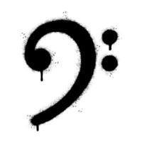 Spray Painted Graffiti bass  clef Sprayed isolated with a white background. graffiti Note music icon with over spray in black over white. vector