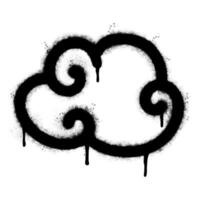 Spray Painted Graffiti cloud icon Sprayed isolated with a white background. graffiti cloud icon with over spray in black over white. vector