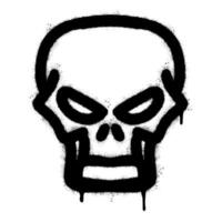 Spray Painted Graffiti skull icon Sprayed isolated with a white background. graffiti skull symbol with over spray in black over white. vector