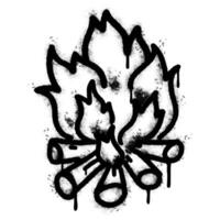 Spray Painted Graffiti camp fire icon Sprayed isolated with a white background. graffiti fire icon with over spray in black over white. vector