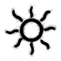 Spray Painted Graffiti Sunshine icon Sprayed isolated with a white background. graffiti sun summer weather symbol with over spray in black over white. vector