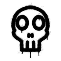 Spray Painted Graffiti skull icon Sprayed isolated with a white background. graffiti skull symbol with over spray in black over white. vector