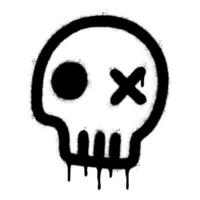 Spray Painted Graffiti skull icon Sprayed isolated with a white background. graffiti skull symbol with over spray in black over white. vector