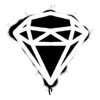 Spray Painted Graffiti diamond Sprayed isolated with a white background. graffiti diamond with over spray in black over white. vector