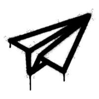 Spray Painted Graffiti paper airplane Sprayed isolated with a white background. graffiti paper airplane icon with over spray in black over white. vector