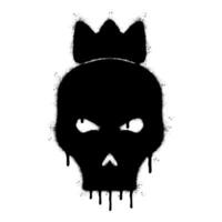 Spray Painted Graffiti skull in the crown icon Sprayed isolated with a white background. vector