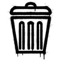 Spray Painted Graffiti trash can icon Sprayed isolated with a white background. graffiti trash can symbol with over spray in black over white. vector