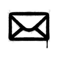 Spray Painted Graffiti mail icon Sprayed isolated with a white background. graffiti envelope with over spray in black over white. vector