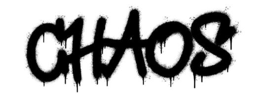 Spray Painted Graffiti Chaos Word Sprayed isolated with a white background. graffiti font Chaos with over spray in black over white. vector