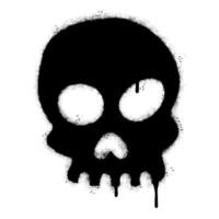 Spray Painted Graffiti skull icon Sprayed isolated with a white background. graffiti skull symbol with over spray in black over white. vector