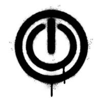 Spray Painted Graffiti shut down icon Sprayed isolated with a white background. graffiti Icon button on-off with over spray in black over white. vector