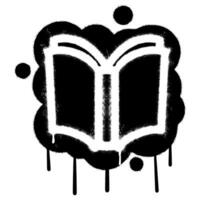 Spray Painted Graffiti book icon Word Sprayed isolated with a white background. graffiti book with over spray in black over white. vector