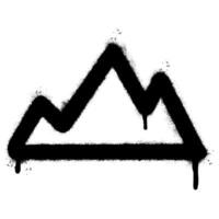 Spray Painted Graffiti mountain icon Sprayed isolated with a white background. graffiti volcano with over spray in black over white. vector