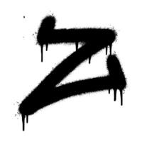 Spray Painted Graffiti font Z Sprayed isolated with a white background. graffiti font Z with over spray in black over white. Vector illustration.