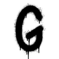 Spray Painted Graffiti font G Sprayed isolated with a white background. graffiti font G with over spray in black over white. Vector illustration.