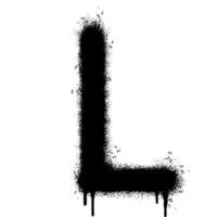 Spray Painted Graffiti font L Sprayed isolated with a white background. graffiti font L with over spray in black over white. Vector illustration.