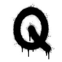 Spray Painted Graffiti font Q Sprayed isolated with a white background. graffiti font Q with over spray in black over white. vector