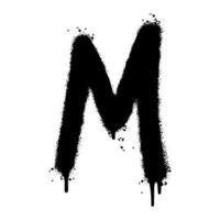 Spray Painted Graffiti font M Sprayed isolated with a white background. graffiti font M with over spray in black over white. Vector illustration.