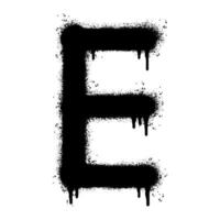 Spray Painted Graffiti font E Sprayed isolated with a white background. graffiti font E with over spray in black over white. Vector illustration.