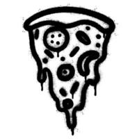 rociar pintado pintada Pizza icono rociado aislado con un blanco antecedentes. pintada Pizza símbolo con terminado rociar en negro terminado blanco. vector