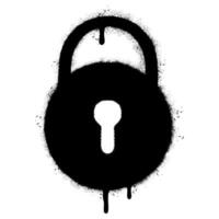 Spray Painted Graffiti padlock icon Sprayed isolated with a white background. graffiti padlock with over spray in black over white. vector