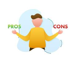 Pros cons comparison, Make Decision, optimal solutions. Correct Wrong. Vector stock illustration