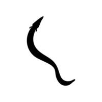 Silhouette of the fire eel, Mastacembelus erythrotaenia, is a relatively large species of spiny eel, can use for art Illustration, logo type, pictogram, website, or graphic design element. Vector