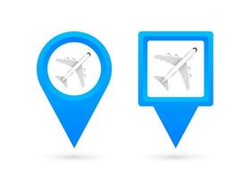 Airport pin for concept design. Pin point icon. Map symbol. Location, pointer icon symbol design. Vector stock illustration