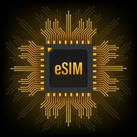 eSIM Embedded SIM card icon symbol concept. new chip mobile cellular communication technology. Vector stock illustration