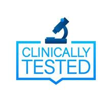 Clinically tested sign. Lab tested sign. Check mark and laboratory flask. Vector stock illustration