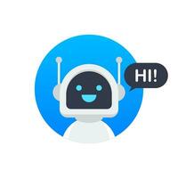 Chat Bot Using Laptop Computer, Robot Virtual Assistance Of Website Or Mobile Applications. Voice support service bot. Online support bot. Vector illustration