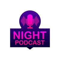 Night Podcast icon, vector symbol in flat isometric style isolated on color background. Vector stock illustration