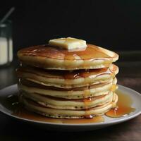 Close-up Stack of Pancakes with Butter and maple Syrup Ai generated photo