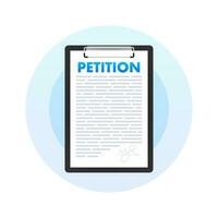 Petition form on laptop screen. Making choice, democracy. Public welfare support vector