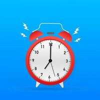 Alarm clock red wake up time. Vector stock illustration