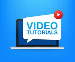 Video tutorials icon concept. Study and learning background, distance education and knowledge growth. Video conference and webinar icon, internet and video services vector