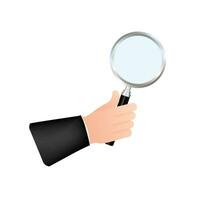 Magnifying glass hand for web background design. Magnifying glass icon. Vector stock illustration