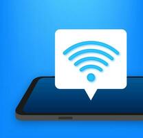 Wireless technology. Wifi internet connection on smartphone screen. Vector stock illustration